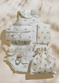 Grand pochon - Rayures Broderie Fleurs — view 2