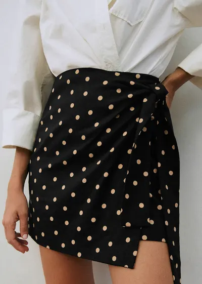 Jupe Lola - Imprimé Pois Beige Fond Noir