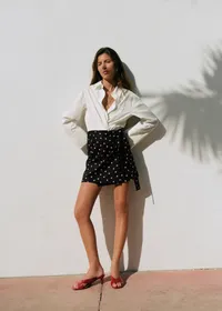 Jupe Lola - Imprimé Pois Beige Fond Noir — view 2