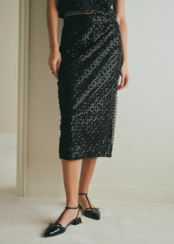 Jupe Magalia - Sequins Noirs