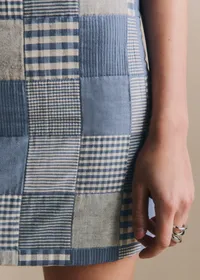 Jupe Malia - Patchwork Carreaux Bleu — view 2