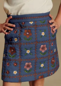 Jupe Michelle - Bleu foncé / Broderie sol — view 2