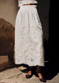 Jupe Noa - Broderie Placée Ecru — view 2