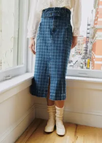 Jupe Pylla - Sézane x SEA NY - Broderie Marine Fond Denim — view 2