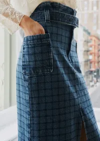 Jupe Pylla - Sézane x SEA NY - Broderie Marine Fond Denim — view 3