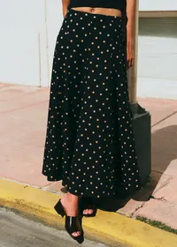 Jupe Soelle - Imprimé Pois Beige Fond Noir — view 2