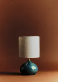 Lampe Banjo petit modèle - Bleu Orage - Abat-jour Dolce - Jute Écru — view 5