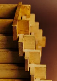 Lampe cubique vintage en bois - Bois — view 4