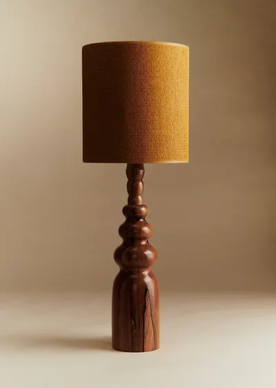 Lampe en bois sculpté vintage - Bois