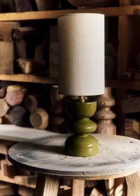 Lampe Romie Objetti Petit Modèle - Bois laqué vert - Abat-jour Petit Modèle Romie — view 3