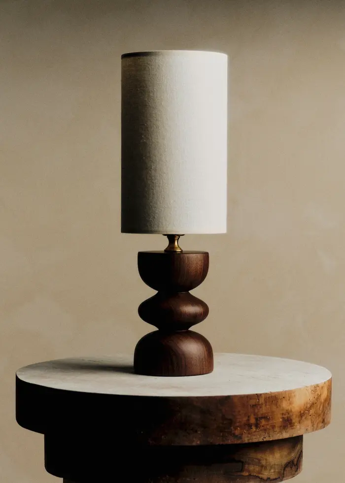 Lampe Romie Objetti Petit Modèle - Noyer - Abat-jour Petit Modèle Romie