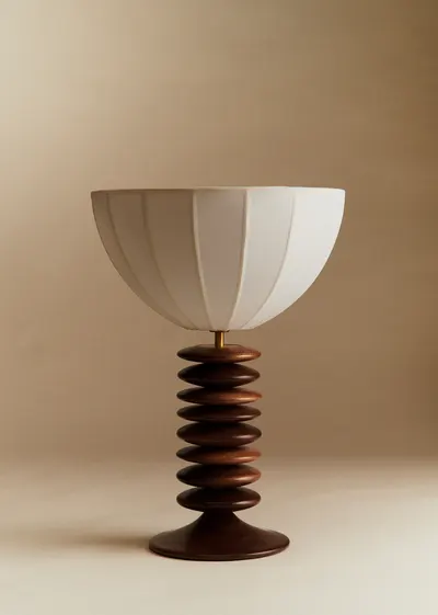 Lampe Tango - Acajou - Abat-jour Tango - Coton écru