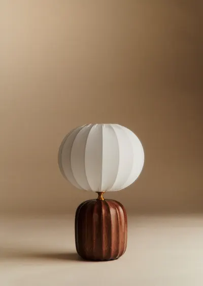 Lampe Traviata petit modèle - Acajou - Abat-jour Sonate - Écru