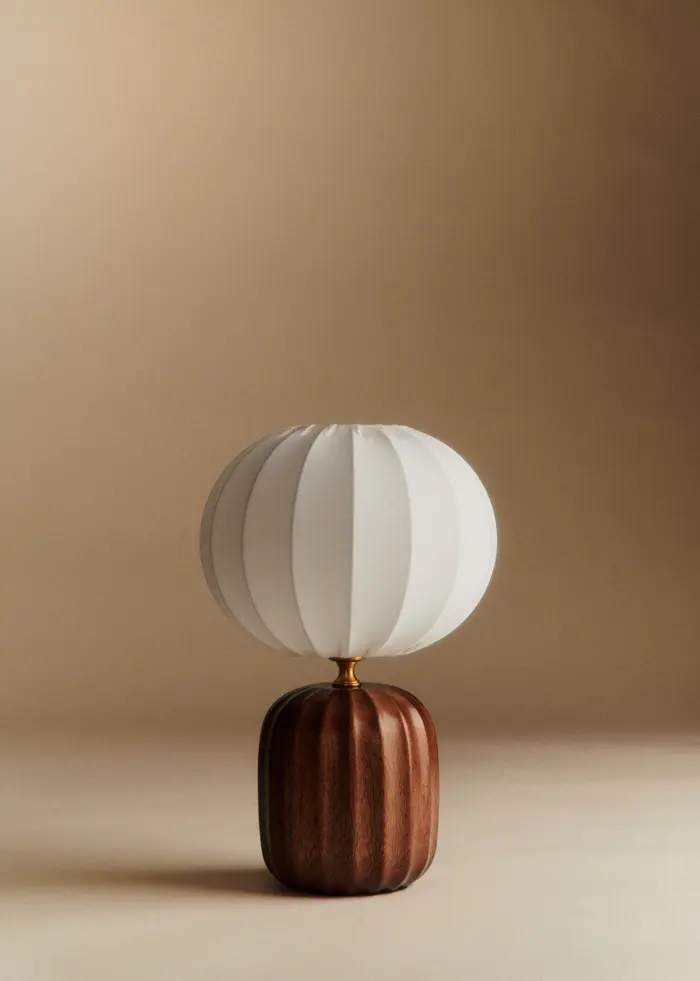 Lampe Traviata petit modèle - Acajou - Abat-jour Sonate - Écru