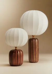 Lampe Traviata petit modèle - Acajou - Abat-jour Sonate - Écru — view 4