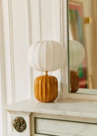 Lampe Traviata petit modèle - Caramel - Abat-jour Sonate - Écru — view 2