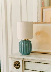 Lampe Traviata petit modèle - Lagon - Abat-jour Dolce - Jute Écru — view 3
