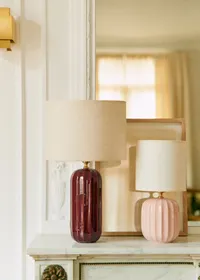 Lampe Traviata petit modèle - Rose - Abat-jour Dolce - Jute Écru — view 3