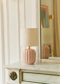 Lampe Traviata petit modèle - Rose - Abat-jour Dolce - Jute Écru — view 4