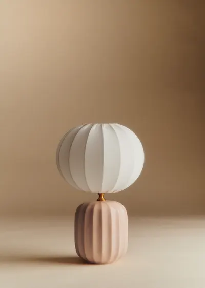 Lampe Traviata petit modèle - Rose - Abat-jour petit modèle - Sonate écru