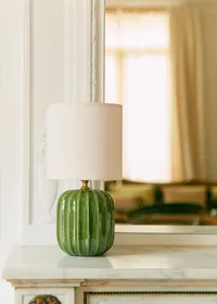 Lampe Traviata petit modèle - Vert - Abat-jour Dolce - Jute Écru — view 3
