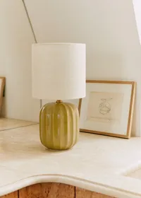 Lampe Traviata petit modèle - Vert olive - Abat-jour Dolce - Jute Écru — view 2