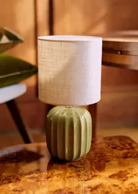 Lampe Traviata petit modèle - Vert olive - Abat-jour Dolce - Jute Écru — view 4