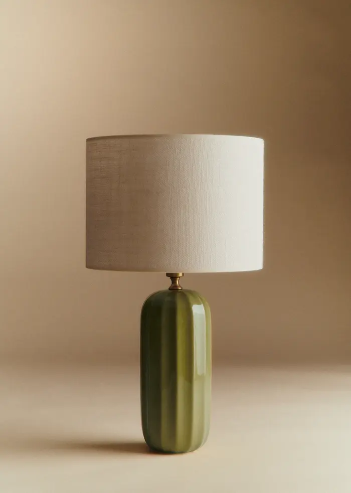 Lampe Traviata - Vert Olive - Abat-jour Dolce - Jute Écru