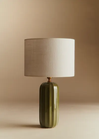 Lampe Traviata - Vert sauge - Abat-jour Dolce - Jute Écru