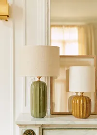 Lampe Traviata - Vert sauge - Abat-jour Dolce - Jute Écru — view 3