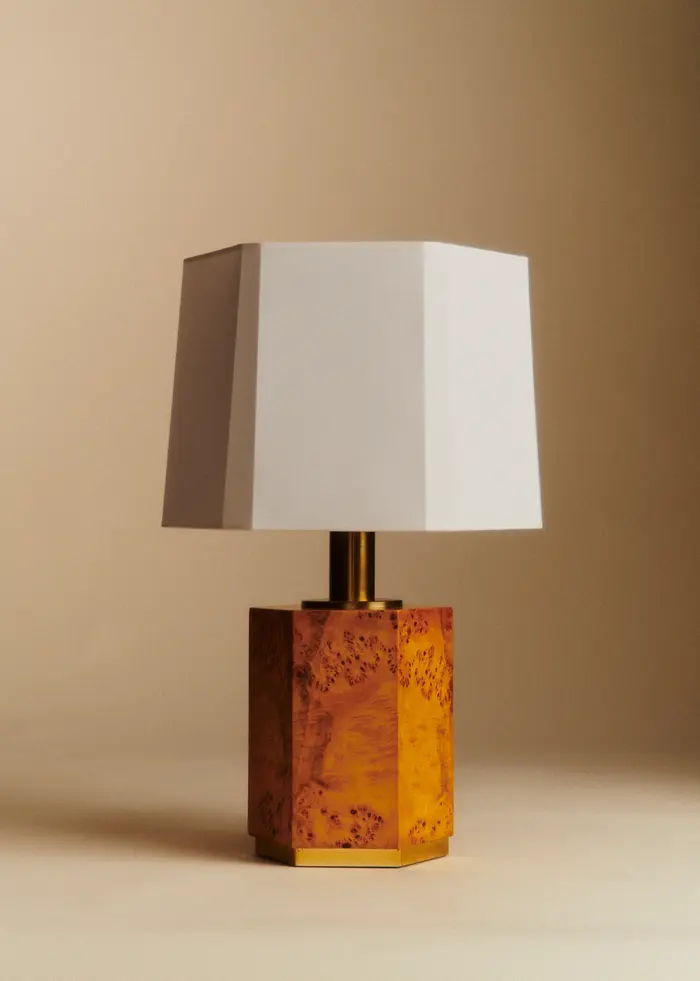 Lampe vintage en loupe d'orme - Loupe d'orme