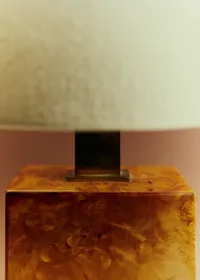 Lampe vintage en placage loupe et laiton - Bois — view 3