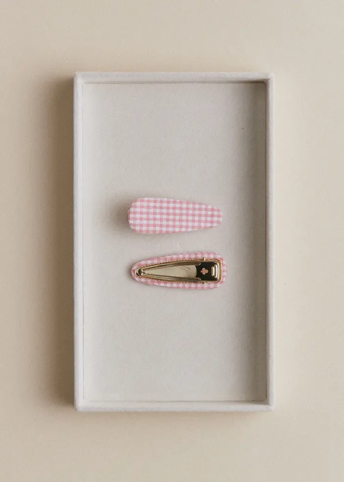 Lot de 2 barrettes - Vichy Rose