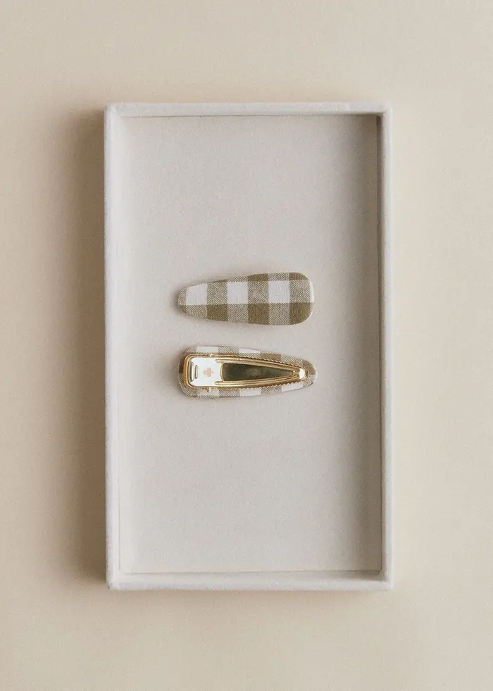 Lot de 2 barrettes - Vichy Vert