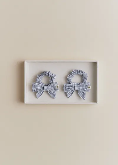 Lot de 2 Chouchou Noeud - Vichy Marine
