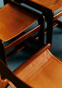 Lot de 4 chaises Gigi Radice années 60 - Cuir et Bois de Rose — view 2