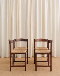 Lot de 4 chaises italiennes années 1970 - Noyer et rotin — view 2