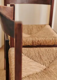 Lot de 4 chaises italiennes années 1970 - Noyer et rotin — view 3