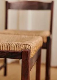 Lot de 4 chaises italiennes années 1970 - Noyer et rotin — view 4