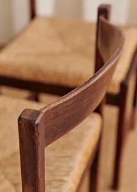 Lot de 4 chaises italiennes années 1970 - Noyer et rotin — view 5