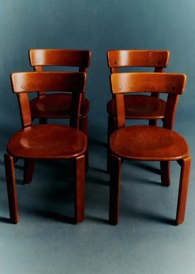 Lot de 4 chaises scandinave vintage en bois massif - Bois Massif