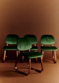 Lot de 4 chaises vintage velours vertes - Velours — view 2