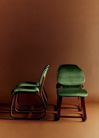 Lot de 4 chaises vintage velours vertes - Velours — view 3