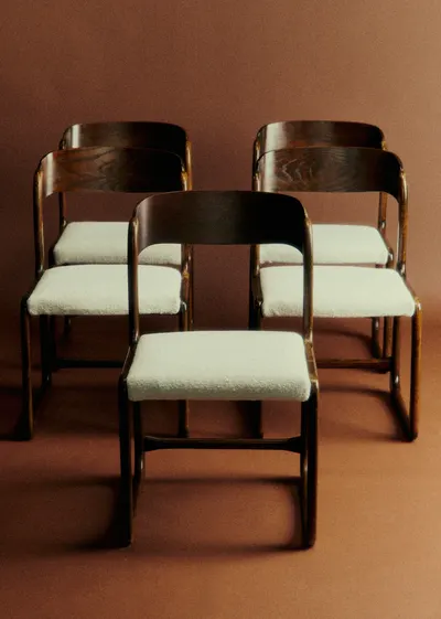 Lot de 5 chaises vintage Bauman - Chêne et hêtre teinté