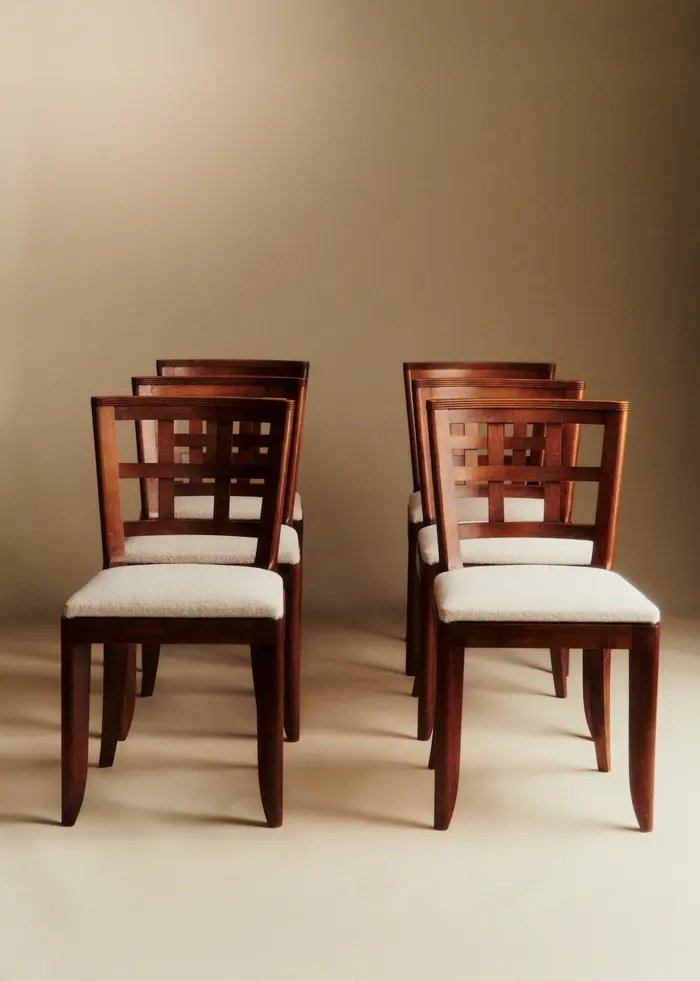 Lot de 6 chaises vintage hêtre - Hêtre teinté