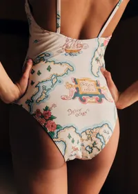 Maillot de Bain Floralia - Sézane x Inoui Editions - Imprimé Cartes Du Monde — view 4