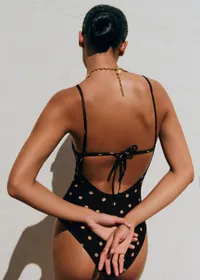 Maillot de bain Solara - Pois Beige Fond Noir — view 3