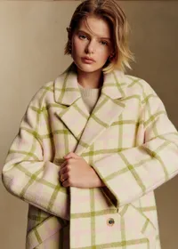 Manteau Ander - Carreaux Rose et Vert — view 2