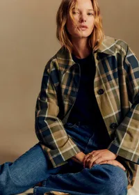 Manteau Clyde - Carreaux Kaki et Beige — view 2