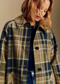 Manteau Clyde - Carreaux Kaki et Beige — view 4